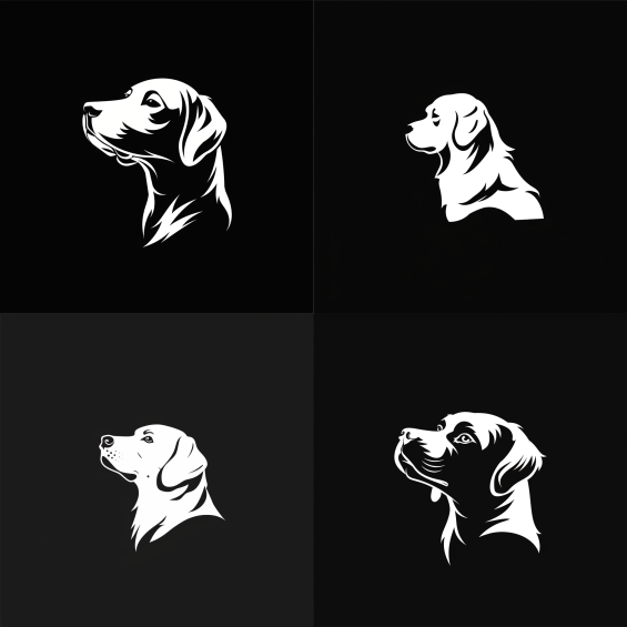 4 simple flat vector logo design of a dog created with midjourney ai